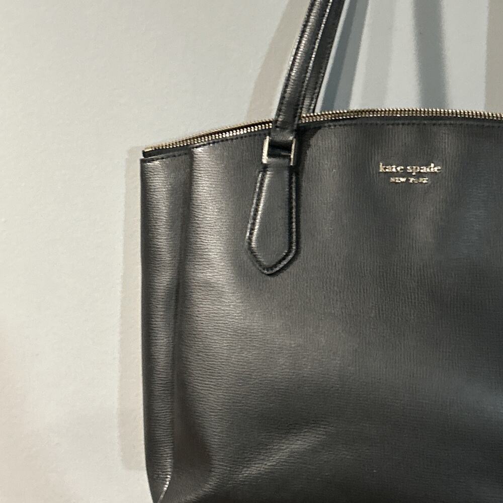 Kate Spade M293 Black Pebble Leather Tote 3 Compartments - Picture 3 of 16